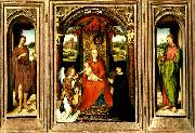 Hans Memling madonnan med barnet tronande med angel och donator oil painting on canvas